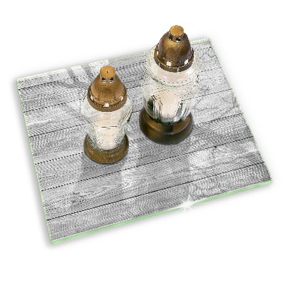 Glass candle plate decorative Old wood planks