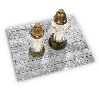 Glass candle plate decorative Old wood planks