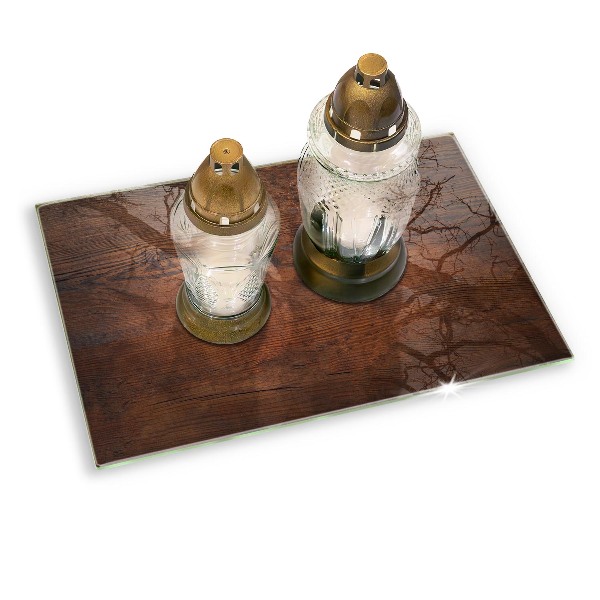 Grave candle coaster decorative Dark wood plank