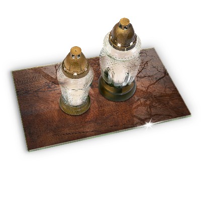 Grave candle coaster decorative Dark wood plank