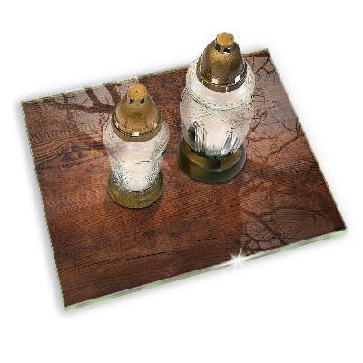 Grave candle coaster decorative Dark wood plank