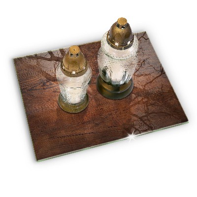 Grave candle coaster decorative Dark wood plank