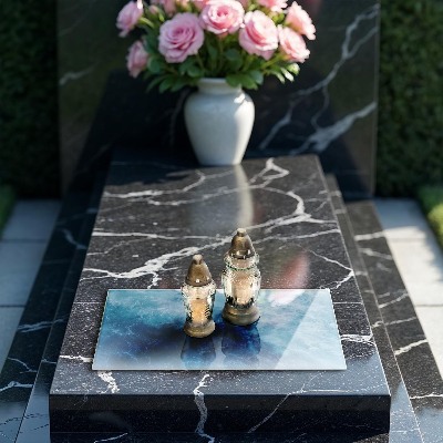 Grave candle coaster decorative Blue water