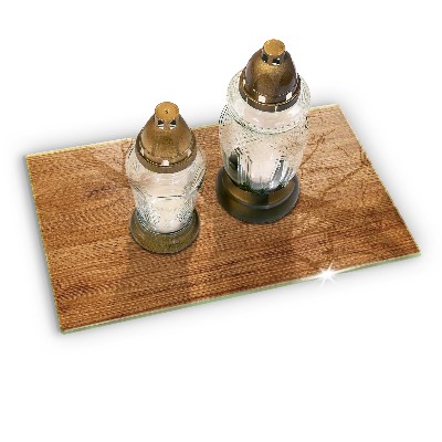 Glass candle plate decorative Wood plank texture