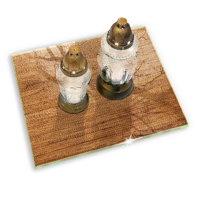 Glass candle plate decorative Wood plank texture