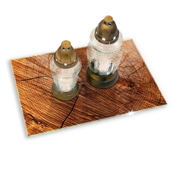 Glass candle plate decorative Wood structure