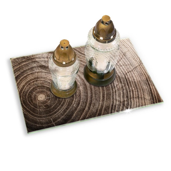 Grave candle coaster decorative Tree rings wood