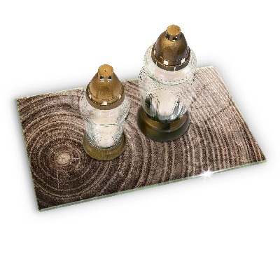 Grave candle coaster decorative Tree rings wood