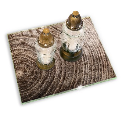 Grave candle coaster decorative Tree rings wood