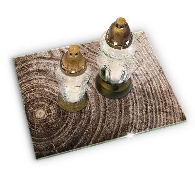 Grave candle coaster decorative Tree rings wood