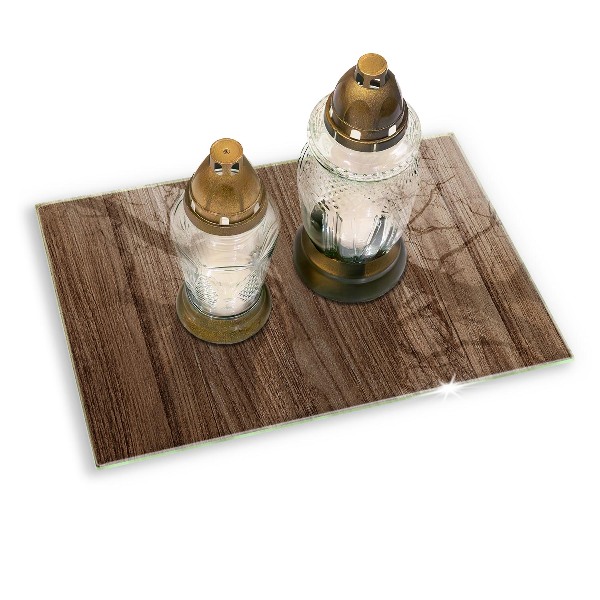 Glass candle plate decorative Wood texture