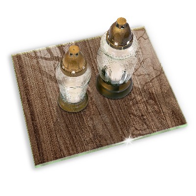Glass candle plate decorative Wood texture