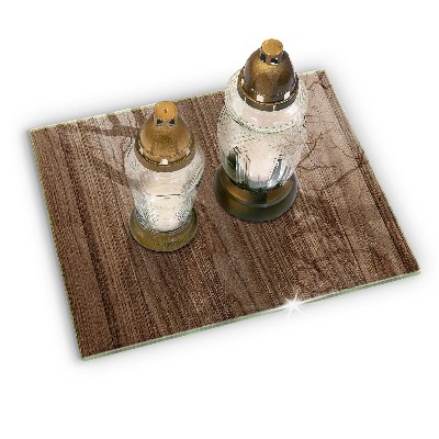 Glass candle plate decorative Wood texture