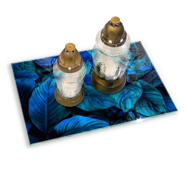 Glass candle plate decorative Jungle foliage leaves