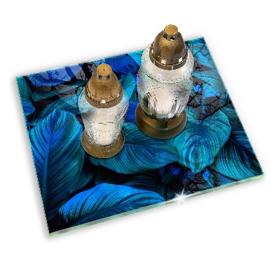 Glass candle plate decorative Jungle foliage leaves