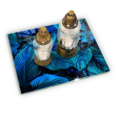 Glass candle plate decorative Jungle foliage leaves