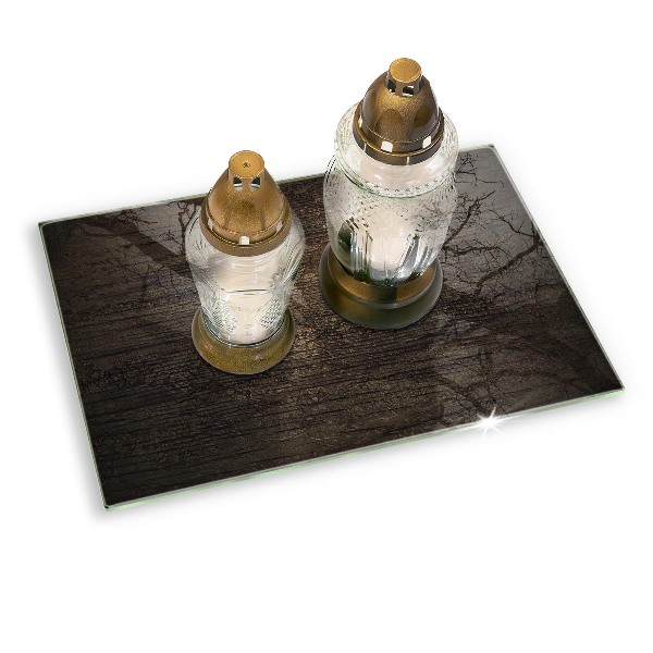 Glass candle plate decorative Bark wood texture