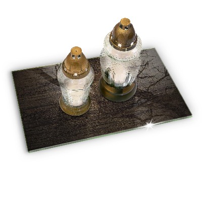 Glass candle plate decorative Bark wood texture