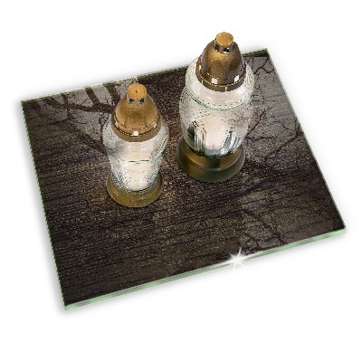 Glass candle plate decorative Bark wood texture