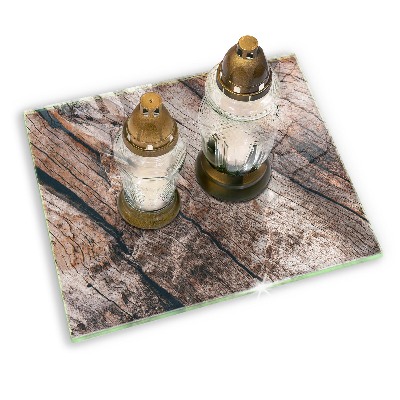 Glass candle plate decorative Wood structure