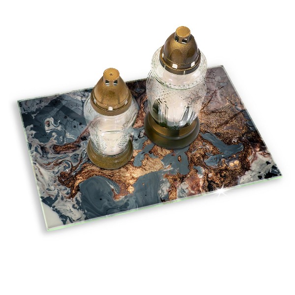Grave candle coaster decorative Gold rock structure