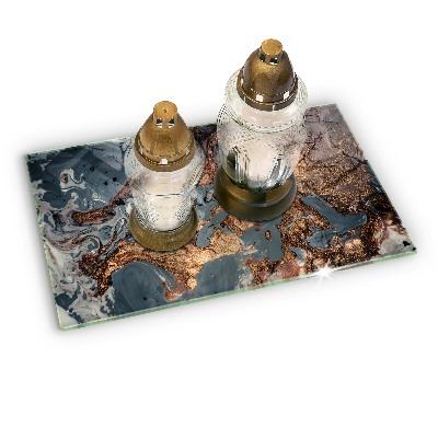 Grave candle coaster decorative Gold rock structure