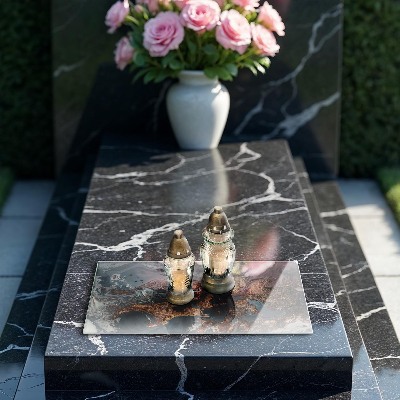 Grave candle coaster decorative Gold rock structure