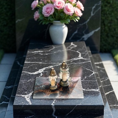 Grave candle coaster decorative Gold rock structure
