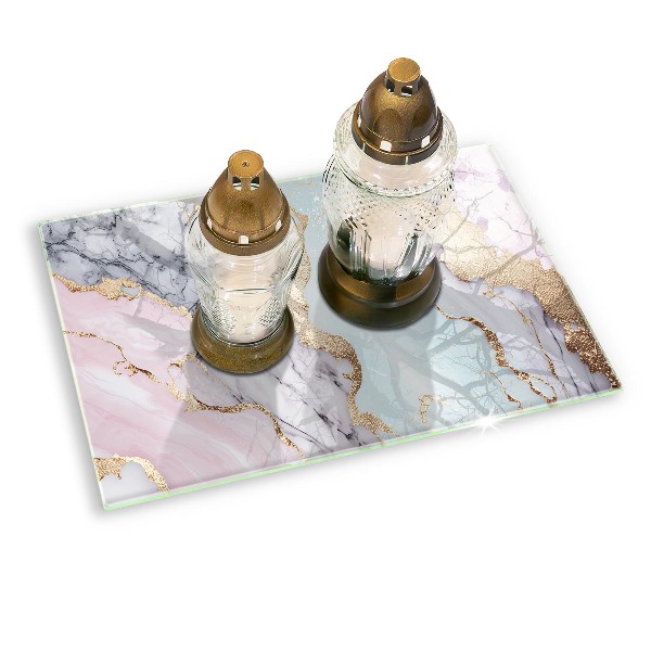 Glass candle plate decorative Pastel marble