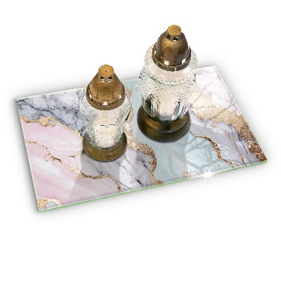 Glass candle plate decorative Pastel marble