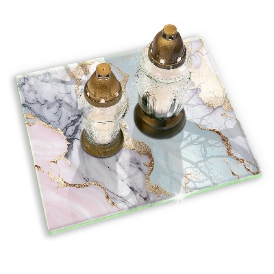 Glass candle plate decorative Pastel marble