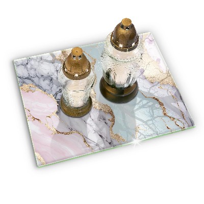 Glass candle plate decorative Pastel marble