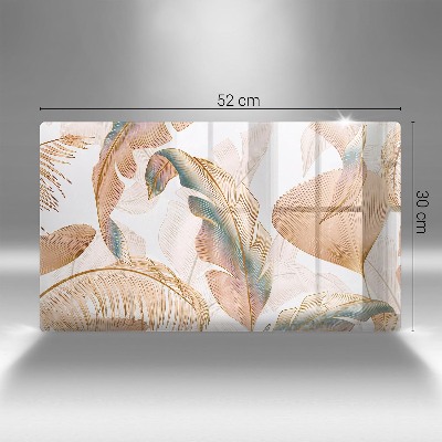 Grave candle coaster decorative Boho feathers and leaves