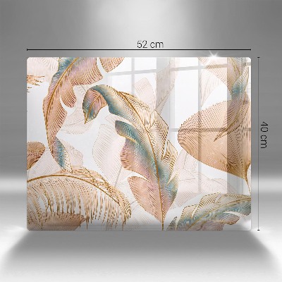 Grave candle coaster decorative Boho feathers and leaves
