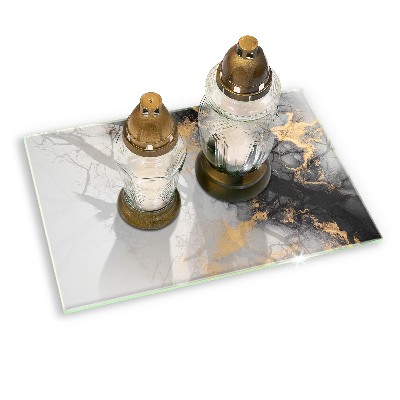 Glass candle plate decorative Abstraction with gold