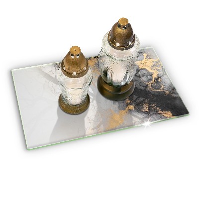 Glass candle plate decorative Abstraction with gold