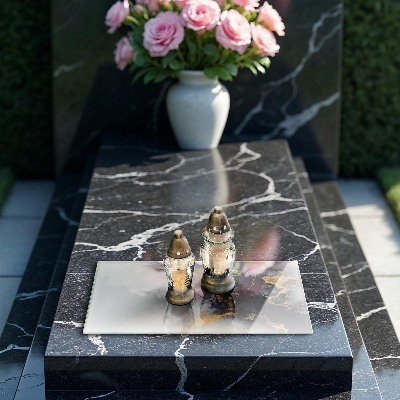 Glass candle plate decorative Abstraction with gold