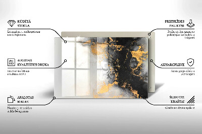 Glass candle plate decorative Abstraction with gold