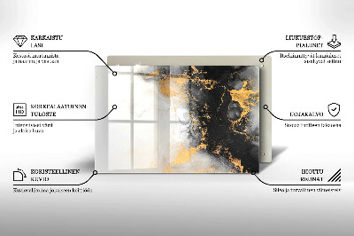 Glass candle plate decorative Abstraction with gold