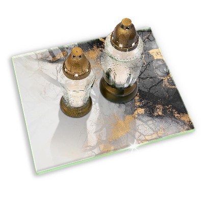 Glass candle plate decorative Abstraction with gold