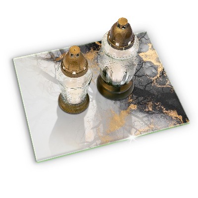 Glass candle plate decorative Abstraction with gold
