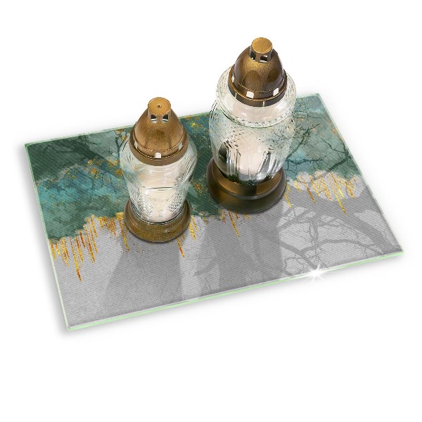 Grave candle coaster decorative Abstraction with gold