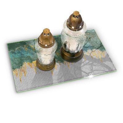 Grave candle coaster decorative Abstraction with gold