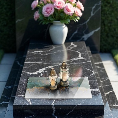 Grave candle coaster decorative Abstraction with gold