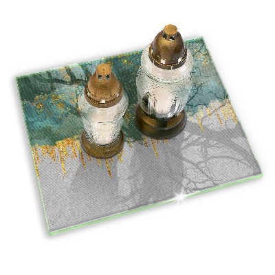 Grave candle coaster decorative Abstraction with gold