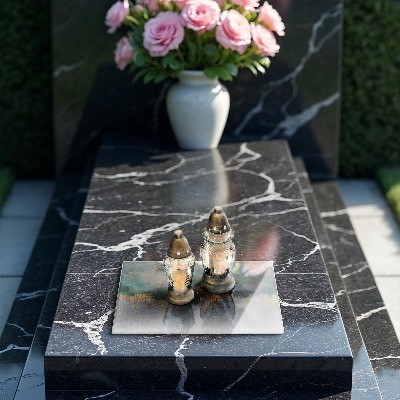 Grave candle coaster decorative Abstraction with gold