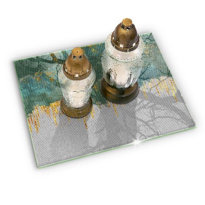 Grave candle coaster decorative Abstraction with gold