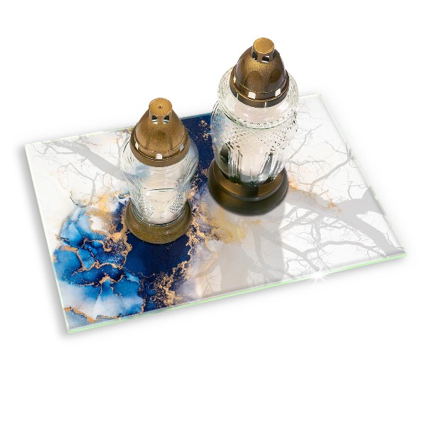 Grave candle coaster decorative Abstraction with blue