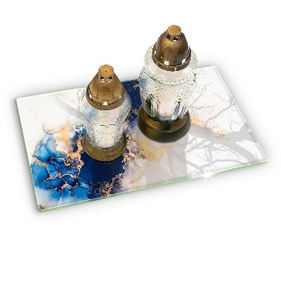 Grave candle coaster decorative Abstraction with blue
