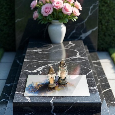 Grave candle coaster decorative Abstraction with blue